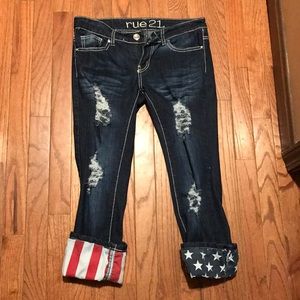American flag cuff capris